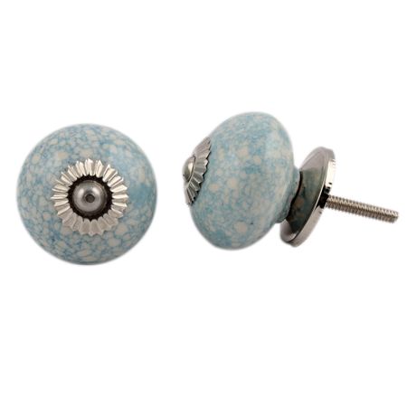Turquoise Cream Crackle Drawer Knob